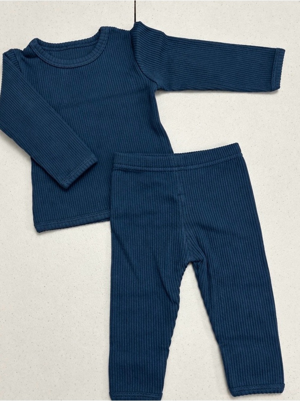 Baby Ribbed Long-Sleeve Set - Deep Navy